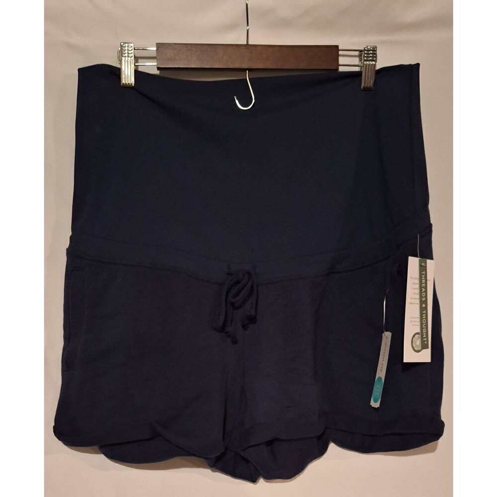 Stitch Fix | Threads 4 Thought Women Birdie Maternity Roll Hem Short Navy Sz XL‎
